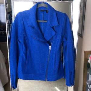Tahari royal blue wool zippered jacket coat. Wears like a small